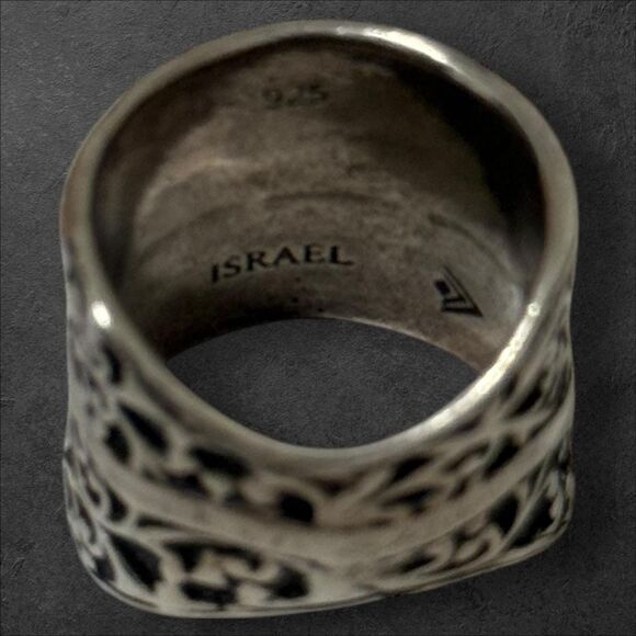 R1741 Silpada Sterling Filigree Vine Cuff Size 7.50 Sterling Ring - Picture 3 of 3